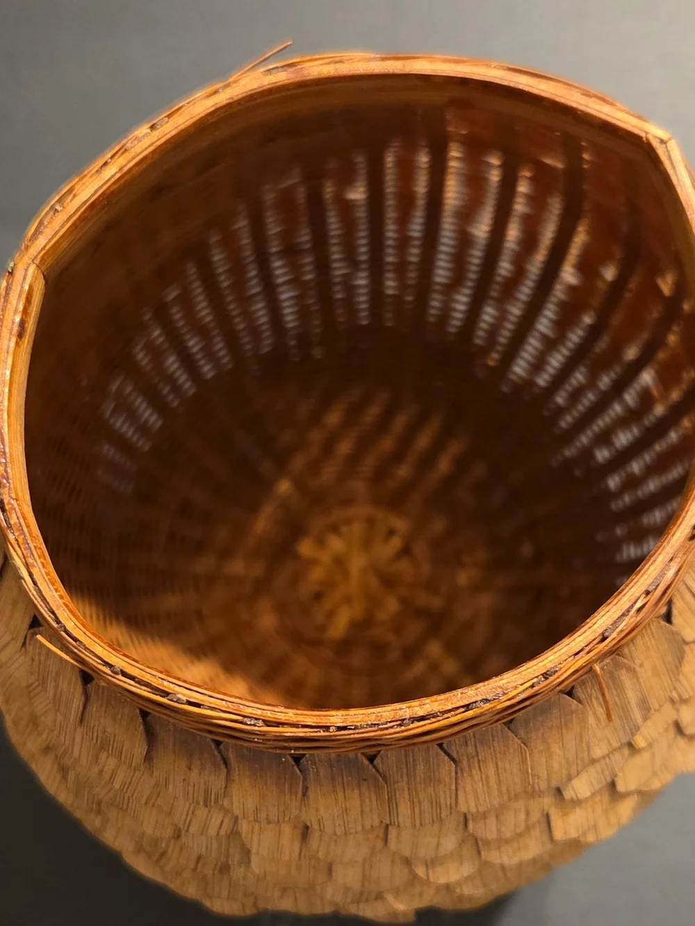 Handwoven Bird Basket with Red Beak